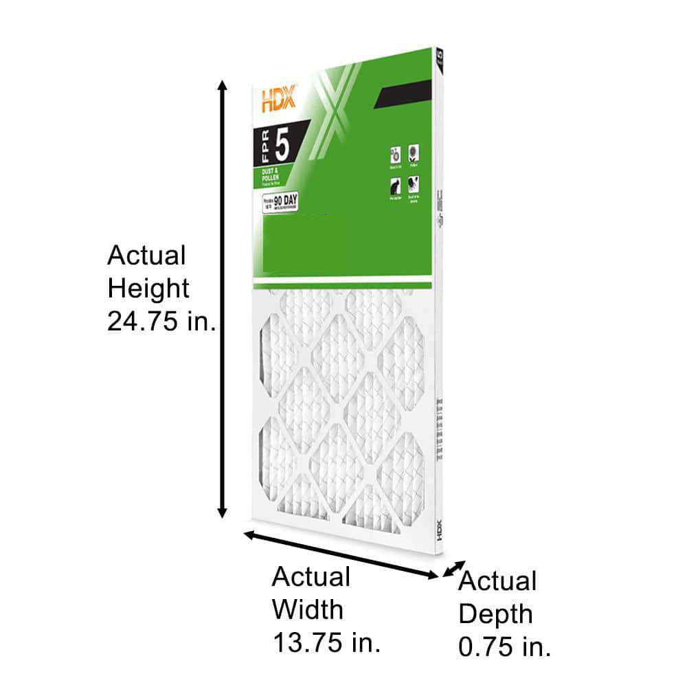 HDX 14 in. x 25 in. x 1 in. Standard Pleated Furnace Air Filter FPR 5, MERV 8 (3-Pack)