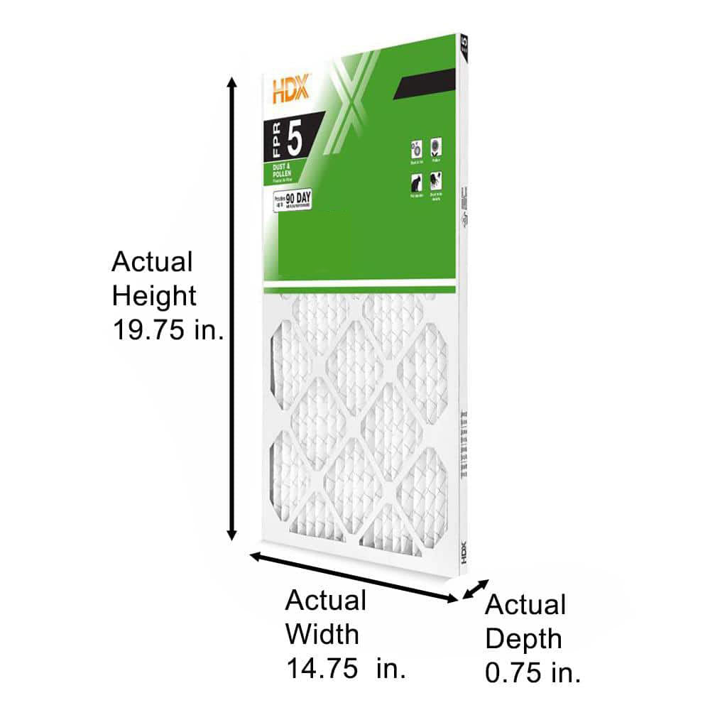 HDX 15 in. x 20 in. x 1 in. Standard Pleated Air Filter FPR 5, MERV 8 (3-Pack)