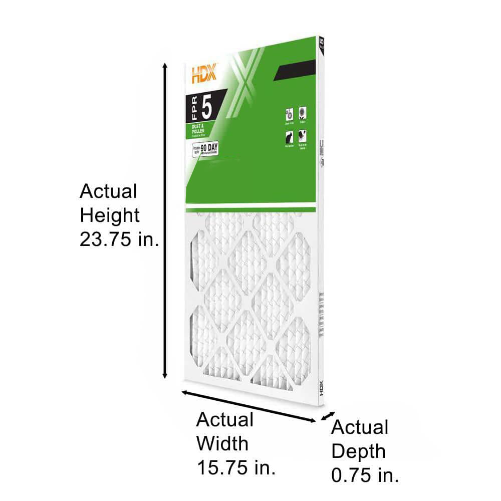HDX 16 in. x 24 in. x 1 in. Standard Pleated Furnace Air Filter FPR 5, MERV 8 (3-Pack)