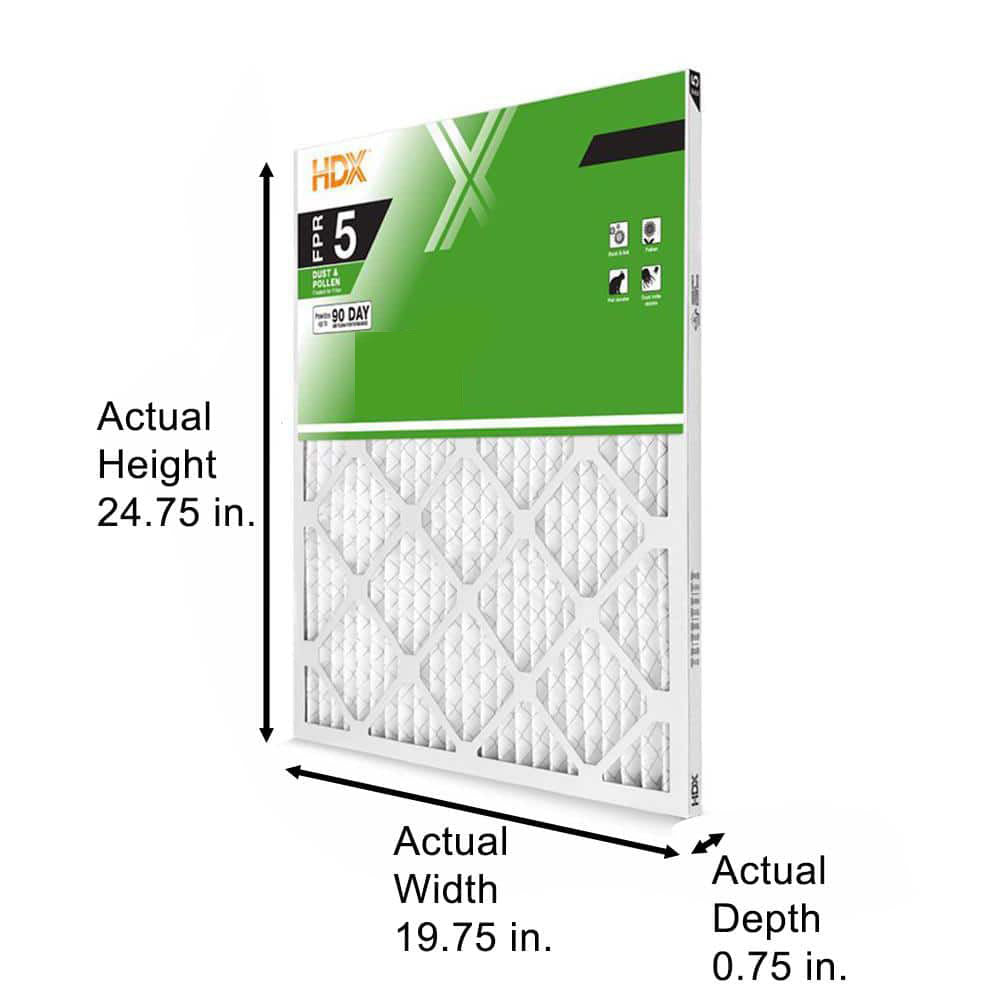 HDX 20 in. x 25 in. x 1 in. Standard Pleated Furnace Air Filter FPR 5, MERV 8 (3-Pack)