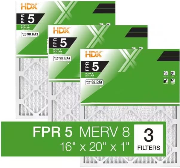 HDX 16 in. x 20 in. x 1 in. Standard Pleated Furnace Air Filter FPR 5, MERV 8 (3-Pack)