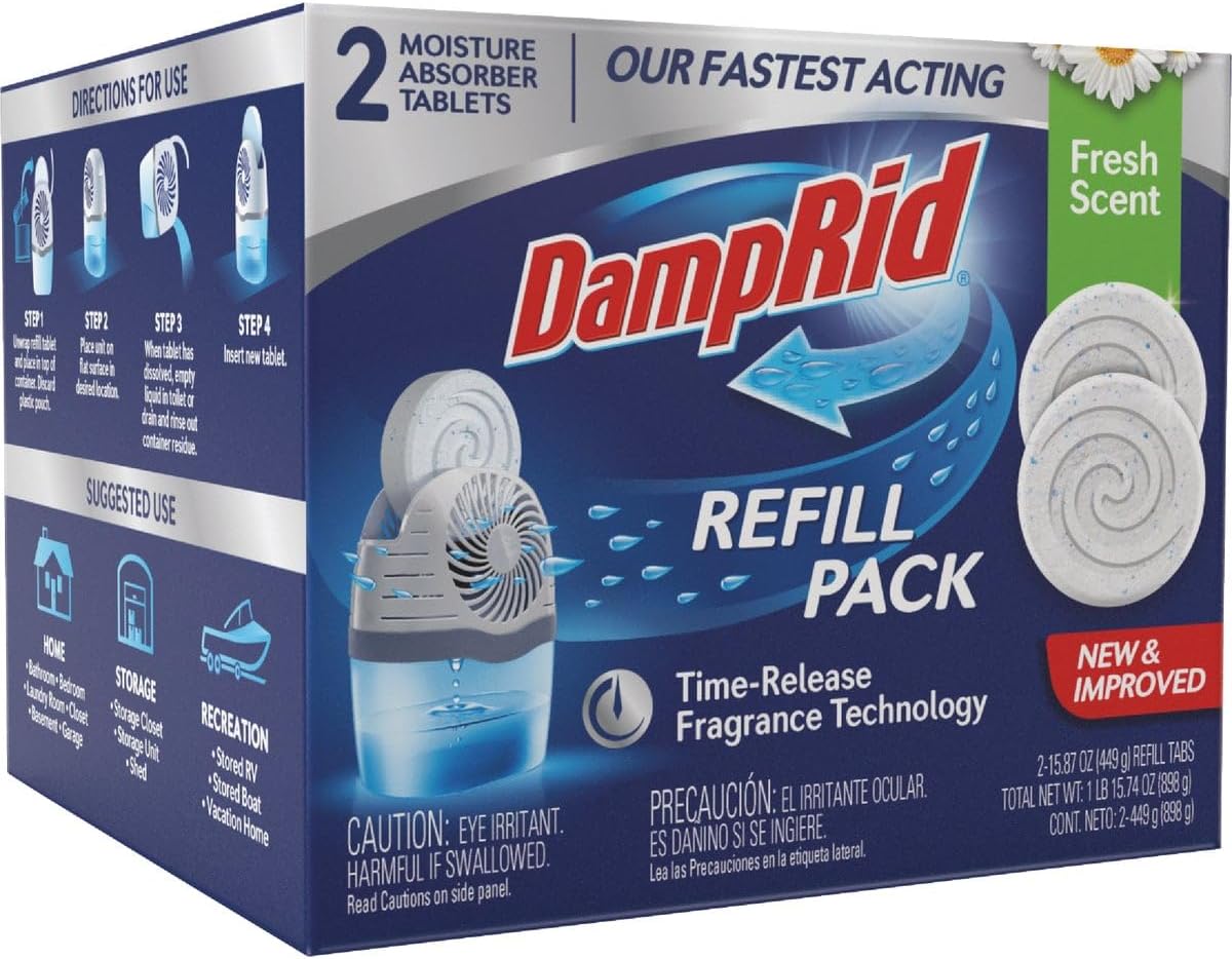 DampRid 15.8 oz. Fresh Scent Drop-In Tab Moisture Absorber Refills (2-Pack)