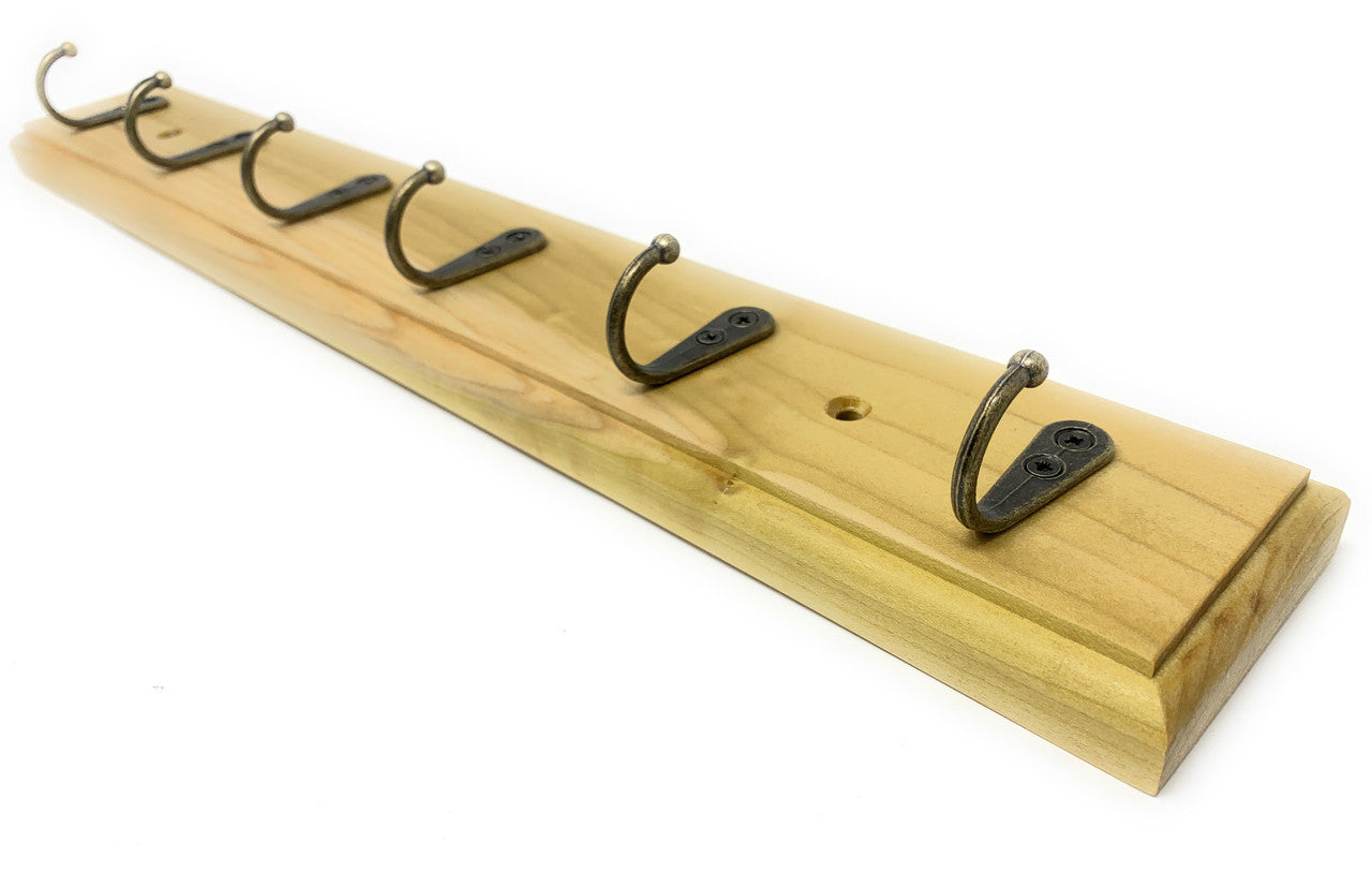 MLTOOLS Coat Rack Wall Mounted  Solid hard Wood Hook Rack | 6 Small Hooks | Handmade in USA