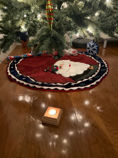 Handmade in USA Solid Pine Wood Tea Light Candle Holder – Minimalist Square Wooden Tealight Holder for Home Decor, Meditation & Gift