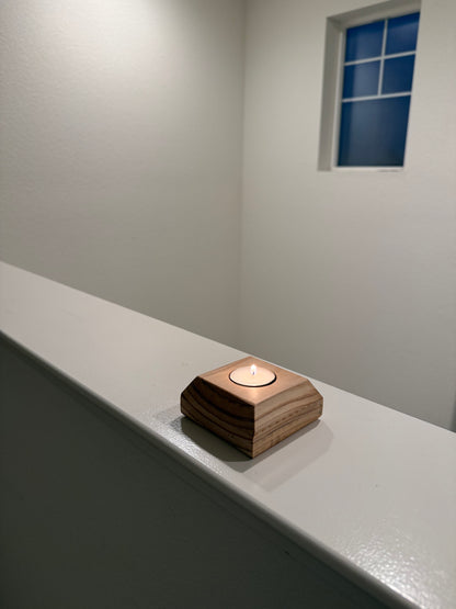 Handmade in USA Solid Pine Wood Tea Light Candle Holder – Minimalist Square Wooden Tealight Holder for Home Decor, Meditation & Gift
