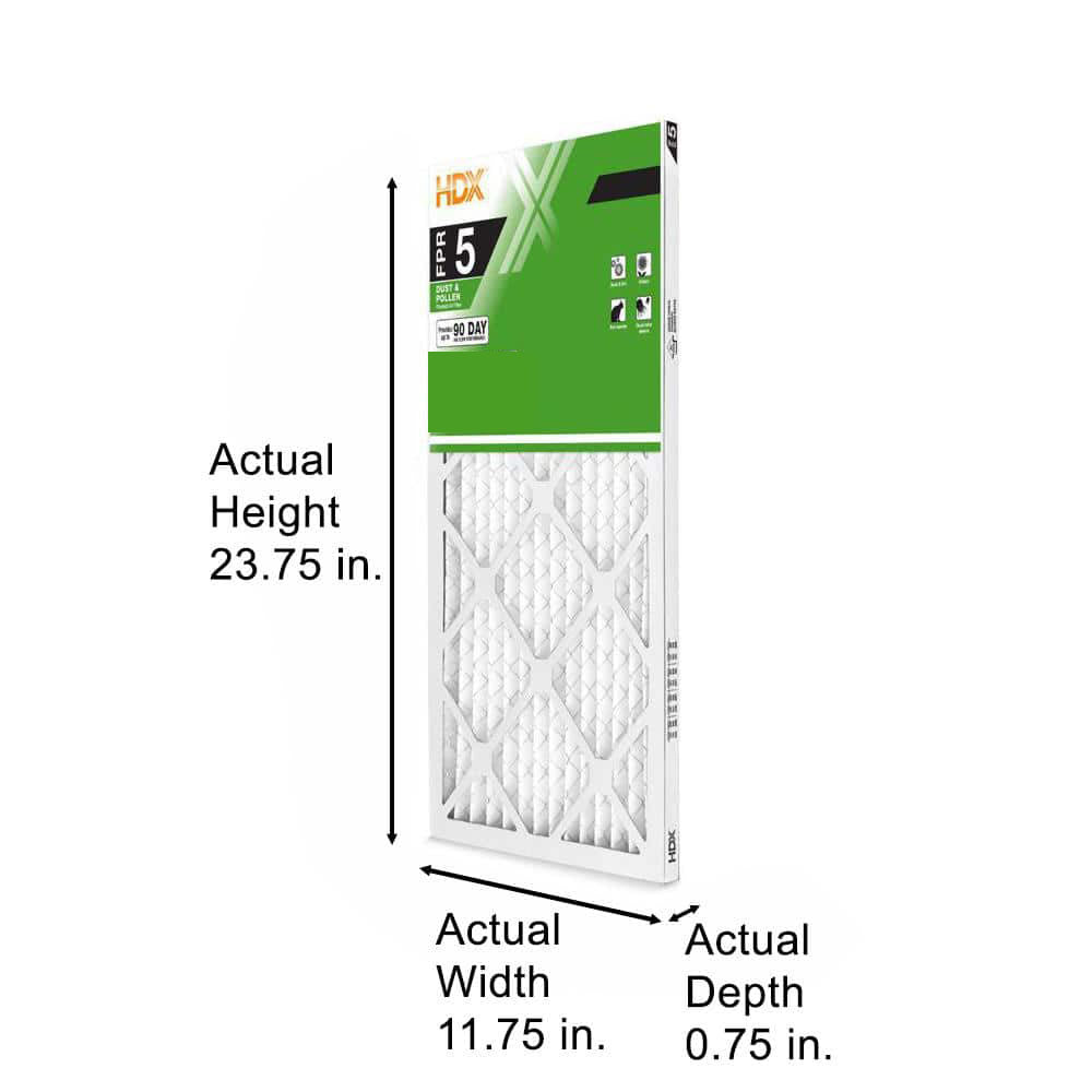 HDX 12 in. x 24 in. x 1 in. Standard Pleated Furnace Air Filter FPR 5, MERV 8 (3-Pack)