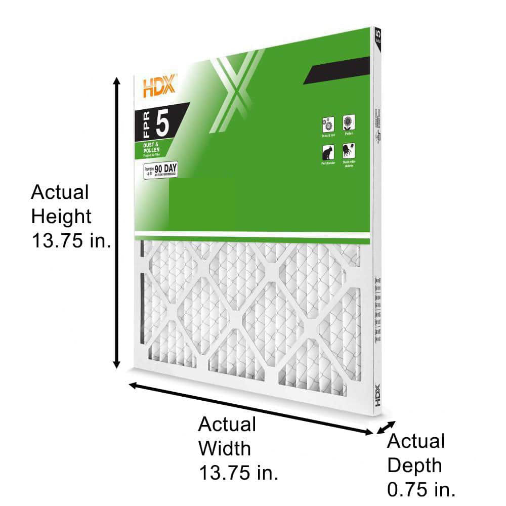 HDX 14 in. x 14 in. x 1 in. Standard Pleated Furnace Air Filter FPR 5, MERV 8 (3-Pack)