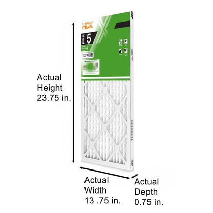 HDX 14 in. x 24 in. x 1 in. Standard Pleated Furnace Air Filter FPR 5, MERV 8 (3-Pack)