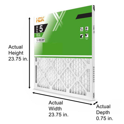 HDX 24 in. x 24 in. x 1 in. Standard Pleated Furnace Air Filter FPR 5, MERV 8 (3-Pack)