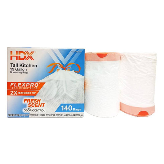 HDX FlexPro 13 Gal. Fresh Scent Tall Kitchen Trash Bag (140-Pack)