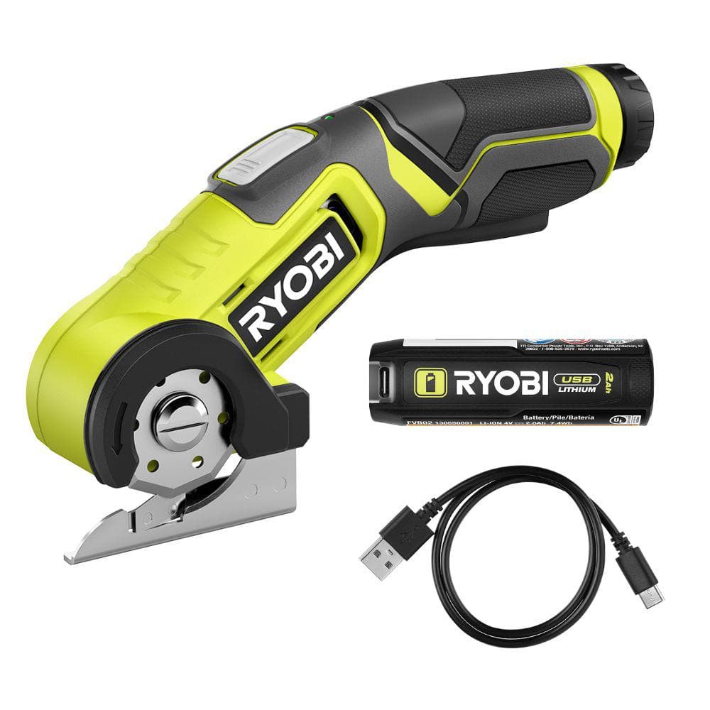 RYOBI USB Lithium Power Cutter Kit with 2.0 Ah USB Lithium Battery and Charging Cable